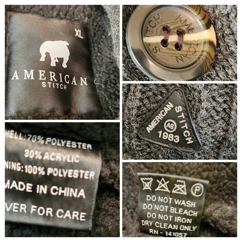 American Stitch Men XL Cable Knit Shawl Collar Cardigan Sweater Jacket Fisherman